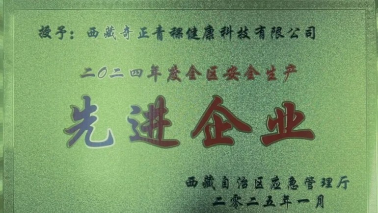 2028·体育官网青稞荣获“西藏自治区安全出产先进企业”称号